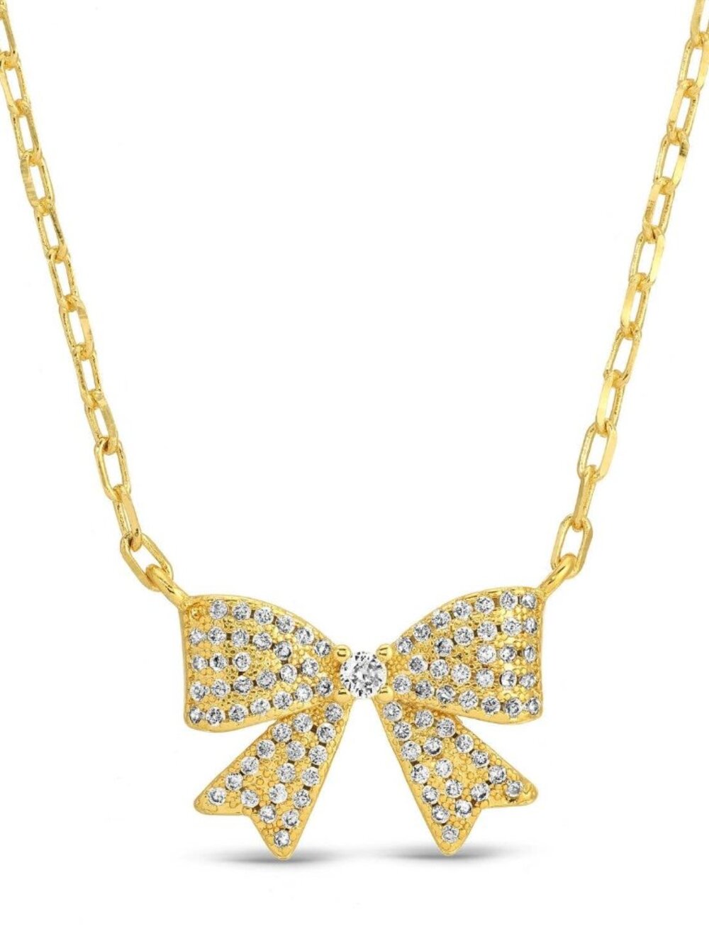 Dainty Bow & Sparkle Necklace